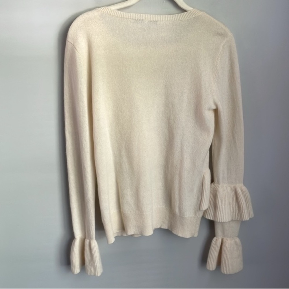 Antonio Melani Cream Cashmere Ruffled Sweater Size Small - Picture 3 of 8